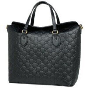 Gucci GG Signature Handbag Shimmering Leather Black